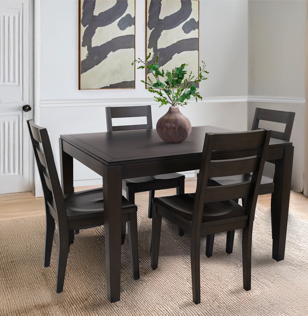 5-piece Dining Table Set, Black