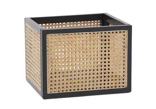 Rattan Cane Storage Bin in Black