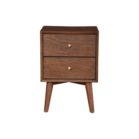 Walnut Solid Wood 2 Drawer Nightstand